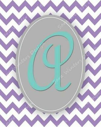 Chevron Monogram Digital Print Purple Aqua By Sarawintersdesigns
