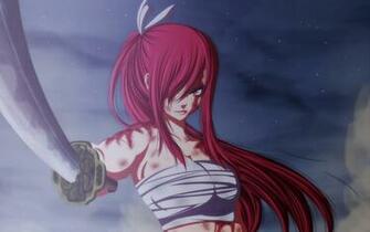 Erza Scarlet Blood Katana Fairy Tail Girl Anime HD Wallpaper Full