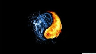 Fire Yin Yang Ying Black Background HD Wallpaper