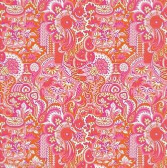 Anna Griffin Cotton Fabric Chinoiserie Orange Prosperity Oriental Fat