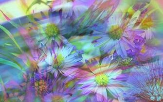 Art Abstract Pastel Green And Violet Floral Flower