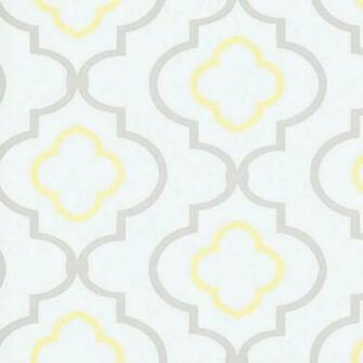 Wallpaper Contemporary Gray And Yellow Trellis On White Background