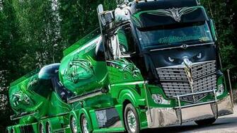 Green Mercedes Benz Truck Loaded HD Wallpaper