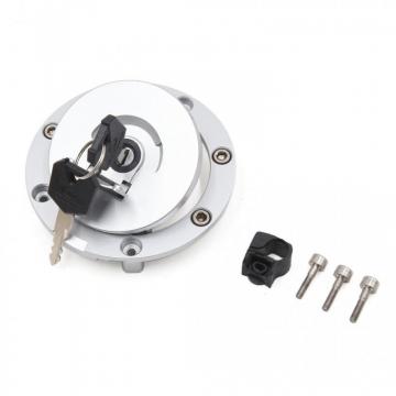 Silver Tone Metal Motorcycle Engine Oil Cover Lock Fuel Tank Cap