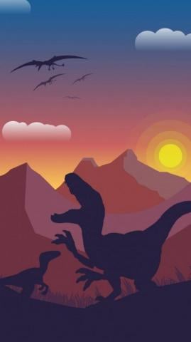 Dinosaur Mountains Digital Art Wallpaper Jurassic