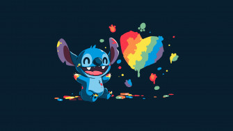 Stitch Wallpaper 4k Love Heart Illustration Rainbow