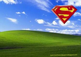 Desktop Wallpaper Of Superman Logo Over Countryside Landscape
