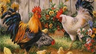 Rooster Wallpaper Painting Chicken Art