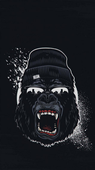 Ladda Ner Skrattandeglad Gorilla iPhone Bakgrundsbild Wallpaper