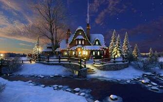 Christmas Cottage Wallpaper