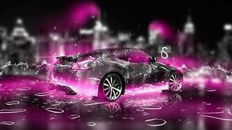 Neon Pink Wallpaper Water City Car