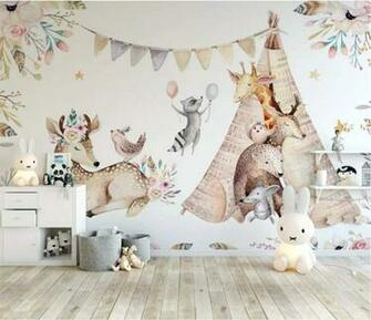 Mural Custom Wallpaper 3d Modern Fresh And Lovely Animals Art Wall