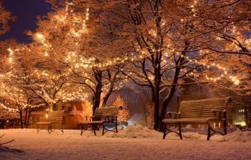 Wallpaper Winter Snow Night City The Lights Street