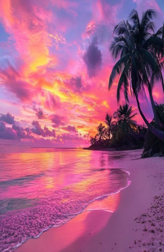 Pink Beach Sunset Wallpaper