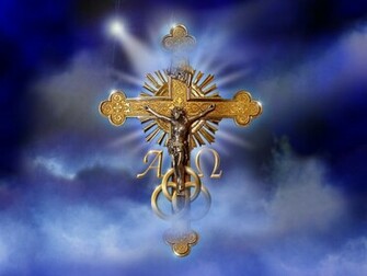 Blue Gold Crucifix Wallpaper Desktop Background