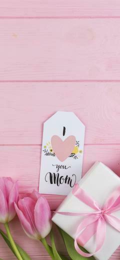 Happy Mothers Day Pink Tulips And Gift iPhone Pro Xs