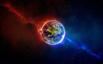 Earth In Blue And Red Space Wallpaper