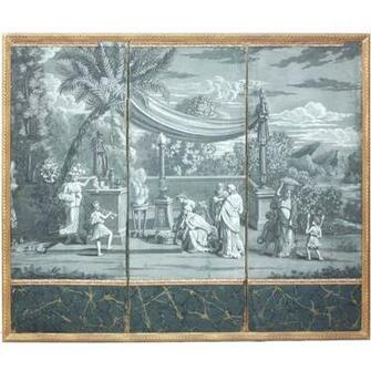19th Century Zuber Grisaille Wallpaper Screen At 1stdibs