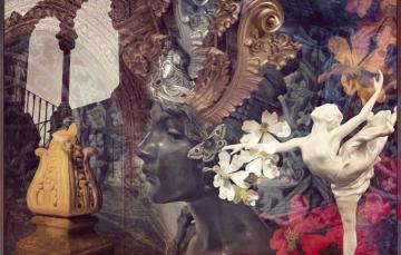 Wallpaper Girl Flowers Collage Art Statue Ballerina Image