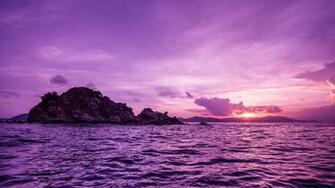 Nature Sea Sunset Island Purple Wallpaper HD Desktop And