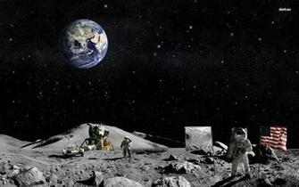Astronauts On The Moon Wallpaper Digital Art