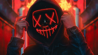 Hoodie Guy Red Neon Light 4k Laptop Full HD 1080p Wallpaper Image