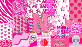 Pink Preppy Letter N Collage For Mac Wallpaper In
