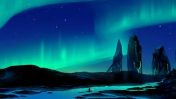 Wallpaper 4k Aurora Borealis Town