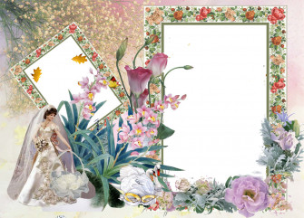 Floral Wedding Photo Frame Wallpaper