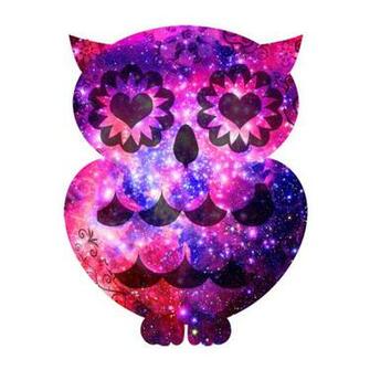 Girly Retro Heart Owl Pink Teal Nebula Galaxy Art Print By Trend