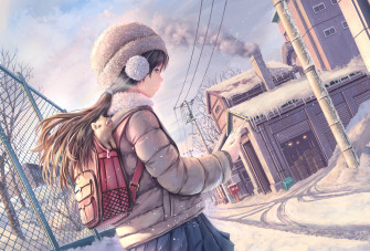 Brunette Anime Girl Snow Covered HD 4k Wallpaper Image