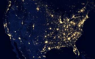 Grid Map Usa United States Power Electricity Night Lights Space