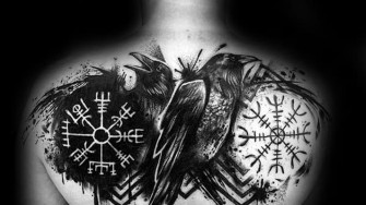 Black Crow Paint Splatter Viking Compass Back Tattoos For Men HD Wallpaper