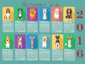Doggies Desktop Wallpaper With Calendar Homespun Vine
