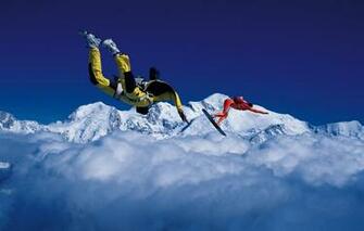 Wallpaper The Sky Clouds Snow Mountains Parachute Container