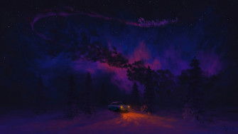 Santa Claus Sleigh Night Christmas Art 4k Wallpaper iPhone HD
