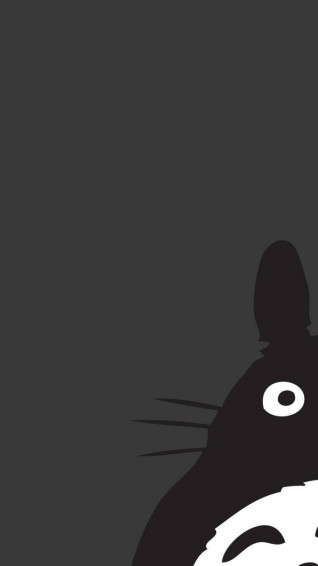 Totoro Anime Black And White iPhone Wallpaper
