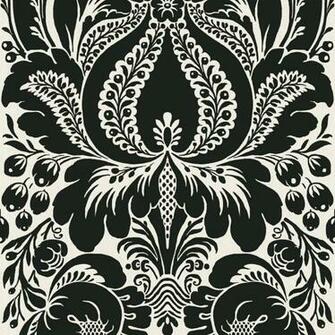 Blue Mountain Jacobean Damask Black White Strippable Non Woven