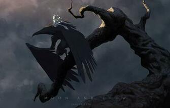Wallpaper Fantasy Crow Fairy Wings Moonlight Artist Digital