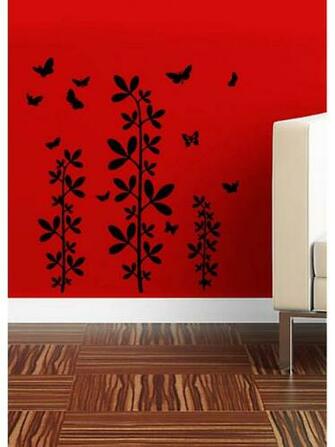 Buy Pushy Wall Sticker Plants And Butterflies Sketch Creative