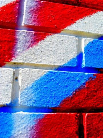 Red White And Blue Brick Wall Wallpaper
