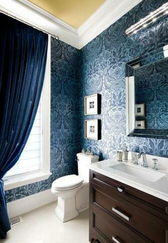 Blue Damask Wallpaper Adds The Wow Factor To Space Design Jane