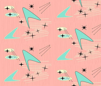 Atomic Boomerang Starburst Pale Salmon Fabric