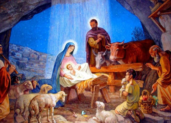 Amazon Nativity Scene Christmas Poster Painting Artwork Print