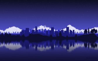 Pixel Art City At Night Wallpaper