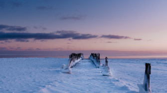 Winter Frozen Pier Evening At Beach Wallpaper Background Pling