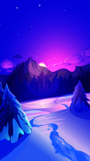 Winter Night Digital Art Mobile Wallpaper HD Walls