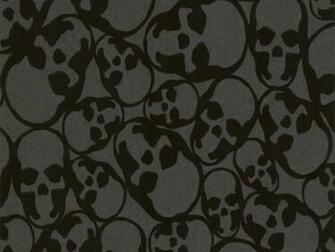 Delivery On Barbara Hulanicki Skulls Black Flock Wallpaper