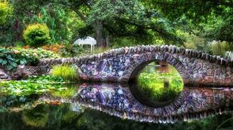 Stone Bridge Water Reflection Wallpaper