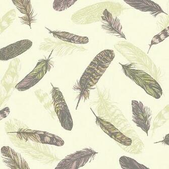 Arthouse Vintage Plume Feather Wallpaper Pink Green